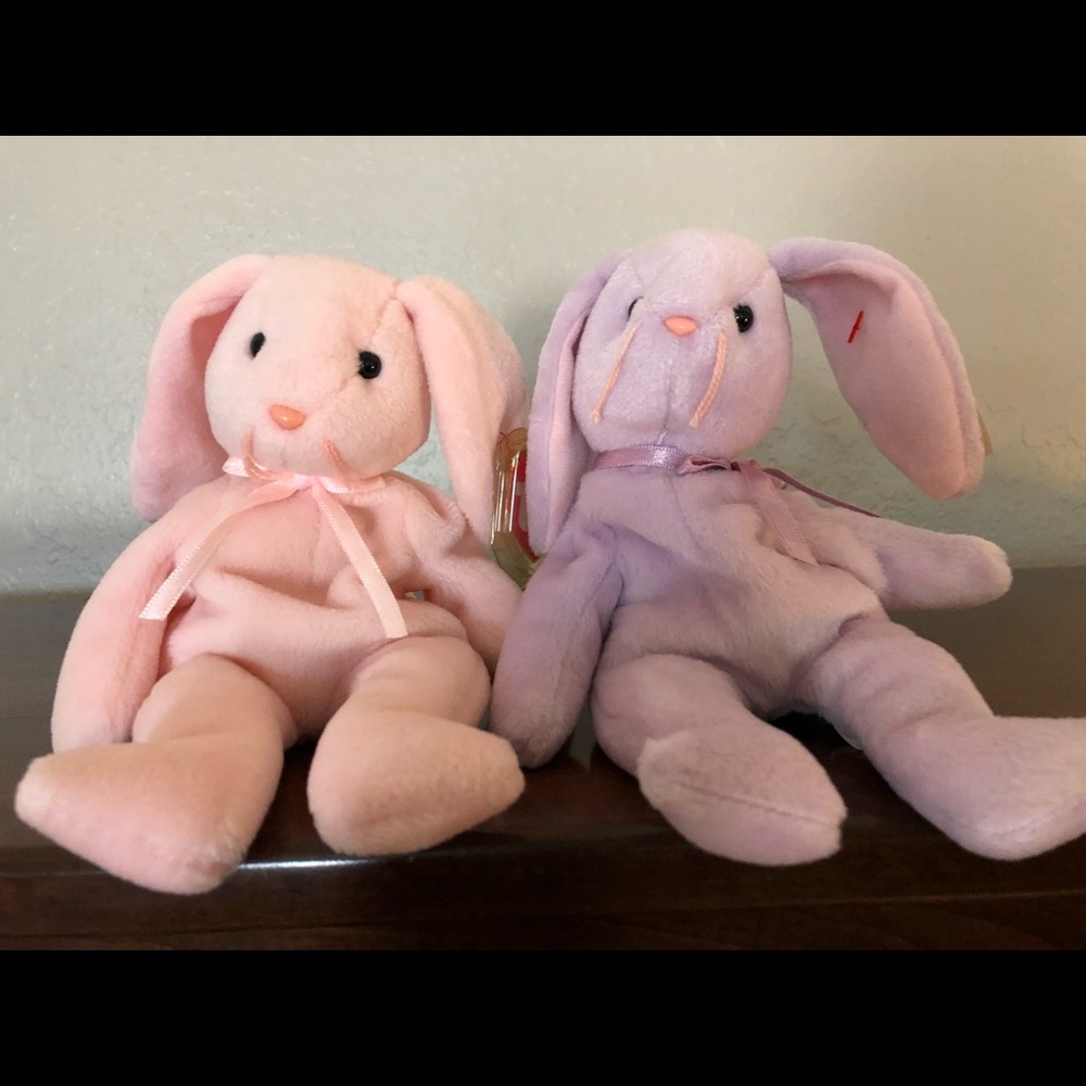 BEANIE BABIES RETIRED RARE FLOPPITY & HOPPITY~ PVC w/ tag errors 1996~ Easter!